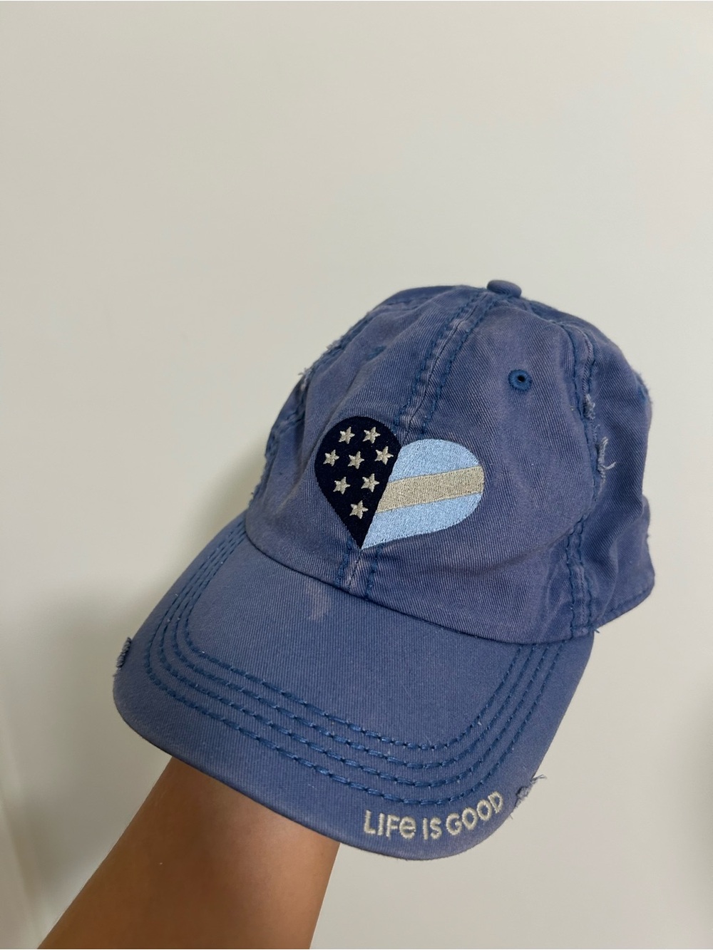 Life is Good Blue Heart Patch Baseball Cap